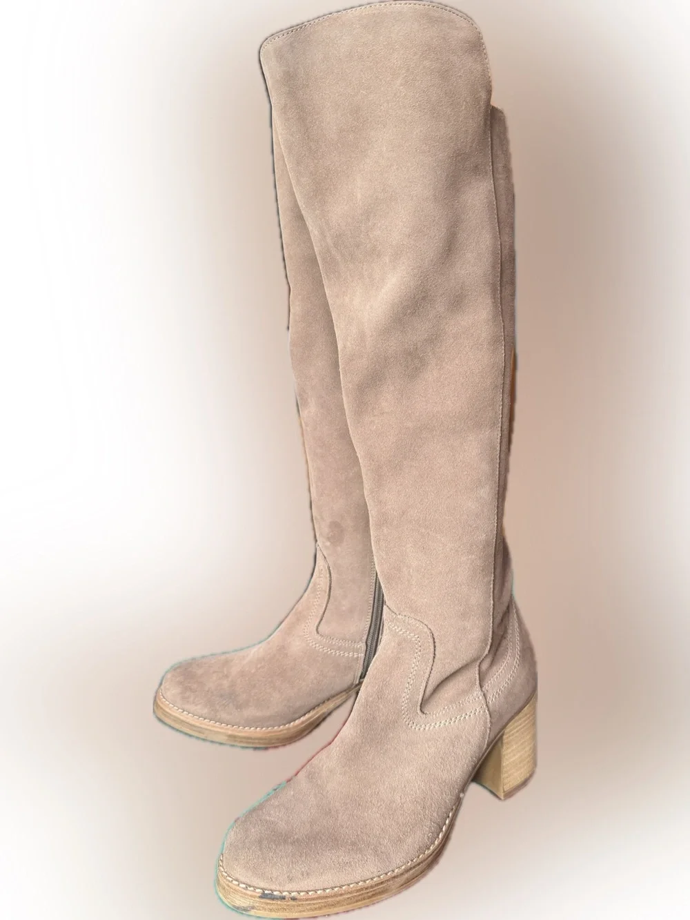 MTNG Women's Over-the-Knee Suede Boots in Taupe